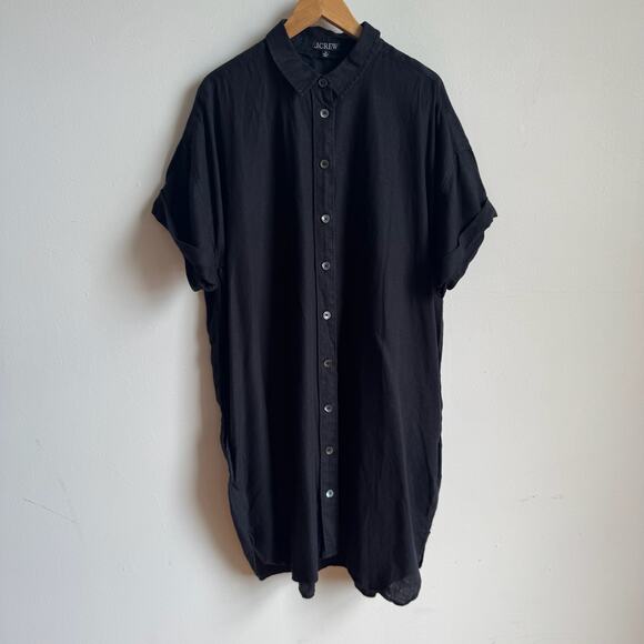 J CREW Capitaine Shirtdress in Black Linen - Unbelted - Picture 1 of 6